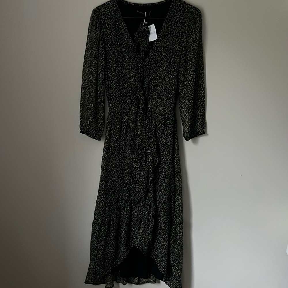 Abercrombie & Fitch 3/4 sleeve Black floral maxi dress, S